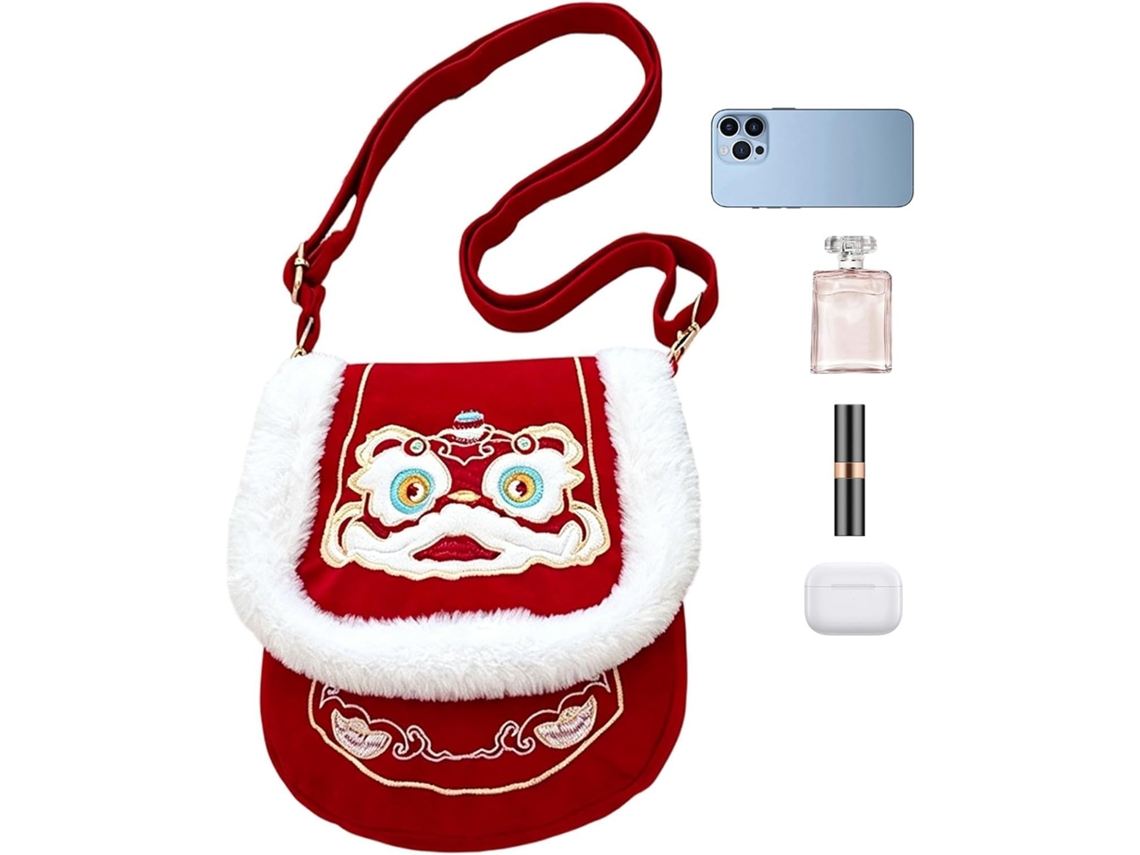 Bolsa Tote Fofa de Mão Feminina Tradicional Vermelha Pelúcia, Ombro Elegante para Mulheres e Meninas CHABERLU