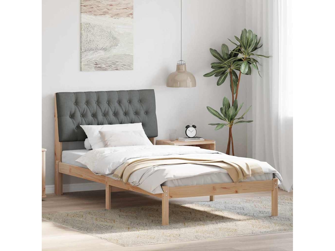 Vidaxl Estrutura De Cama Com Cabeceira Estofada Castanho 100 X 200 Cm