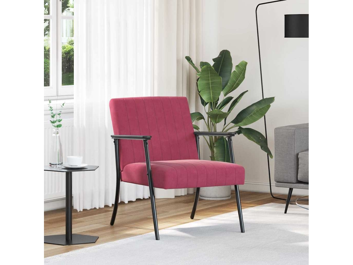Vidaxl Poltrona Vinho Vermelho Veludo
