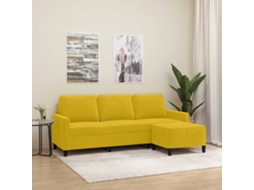 Vidaxl Sofá De 3 Lugares Com Apoio De Pés 180 Cm Veludo Amarelo