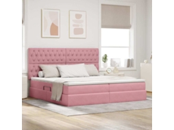 Vidaxl Cama De Armazenamento Led Com Colchão Rosa 200 X 200 Cm Veludo