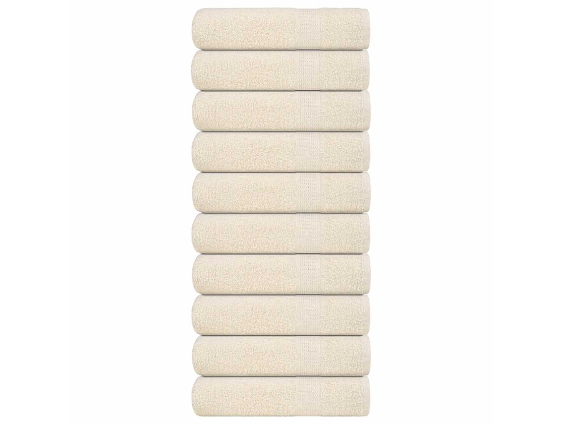 Vidaxl Toalhas De Banho Frogn 10 Pcs 100x150 Cm 360 G/m² Creme