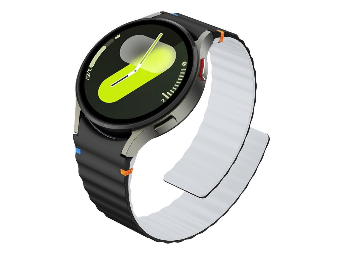 Pulseira De Silicone Magnética Com Textura Ondulada E Costurada Para Samsung Galaxy Watch 7 / 6 / 5 / 4