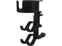 Suporte Multifuncional Preto Para Fones De Ouvido Com Porta Copos Ajustável Em Abs, Organizador Moderno E Elegante Para