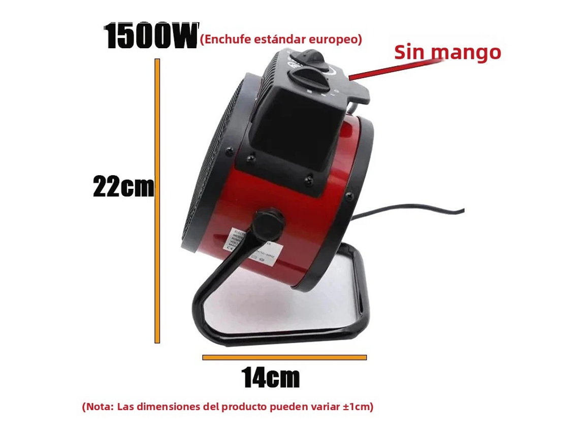Aquecedor Elétrico Portátil MDUG, 1500W, com ventilador e termostato