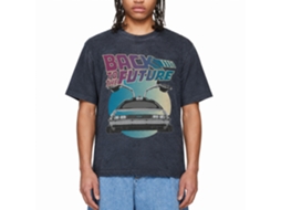 Rockinstone Back To The Future Movie Car Circle Heather Navy Adult T-shirt Size:m