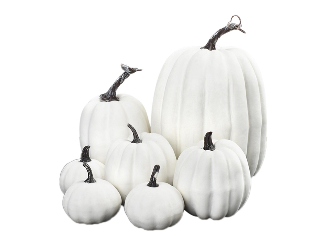 7pcs Abóboras Artificiais de Simulação Laranja e Branca Decor Doméstica Halloween e Thanksgiving S/MARCA