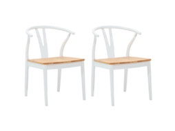 Conjunto 2 Cadeira De Jantar Vidaxl Branco Madeira De Seringueira Maciça (54,5 X 58 X 77 Cm)