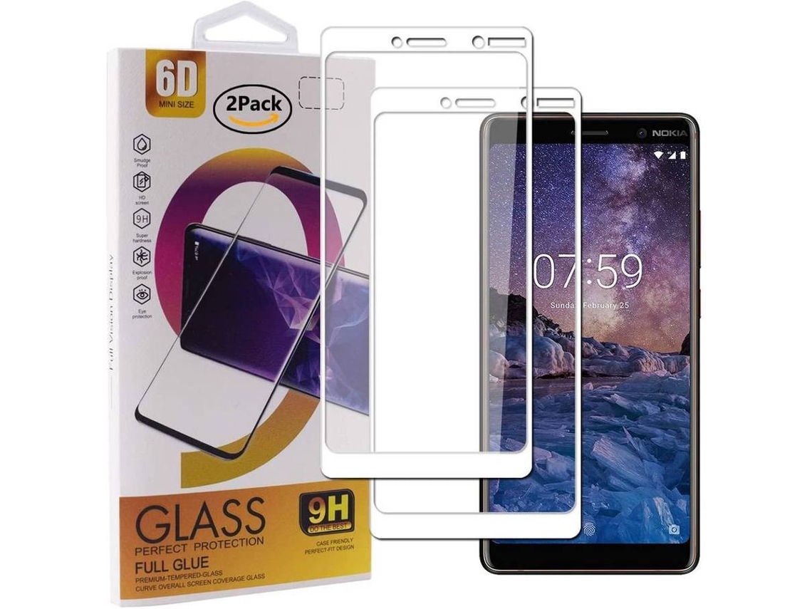 Película Vidro Temperado Nokia 7 Plus HONGWE. Cobertura Completa Branco