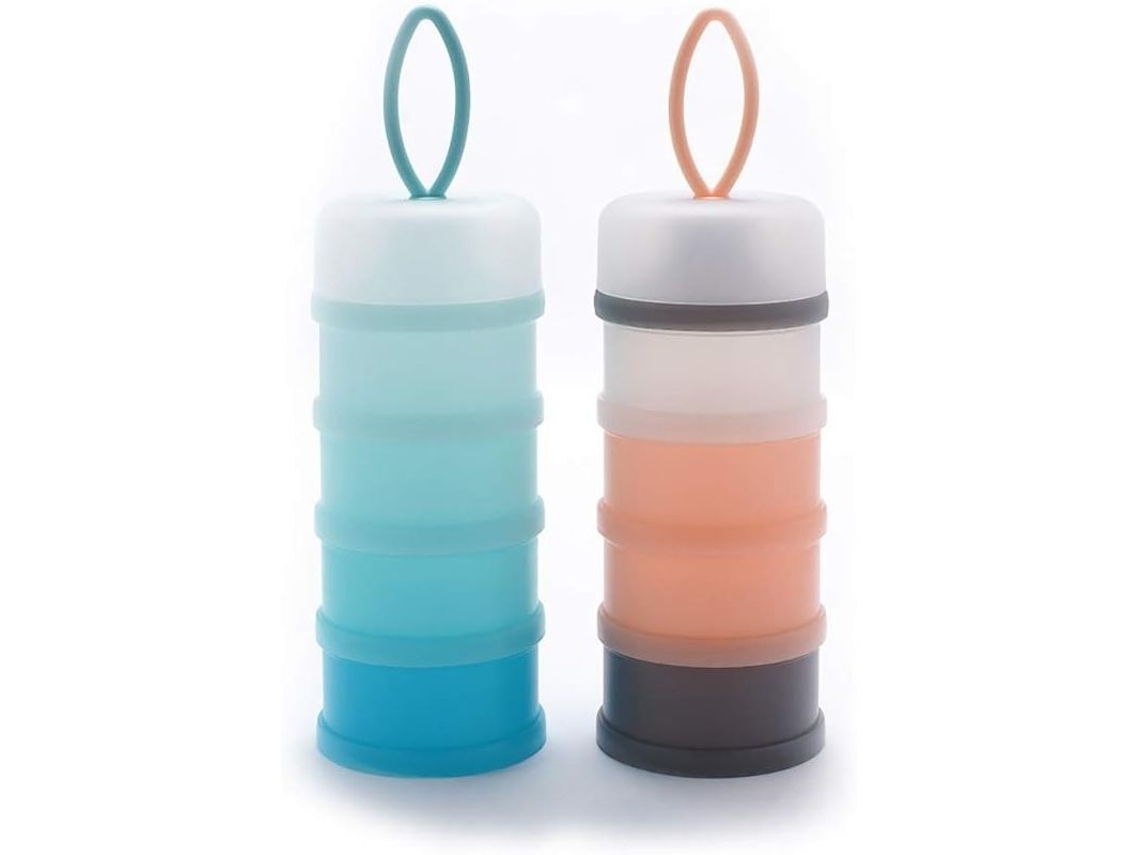 Dispensador De Leite Em Pó Para Bebê De 4 Camadas Empilháveis Sem Bpa Com Fechamento Rotativo Portátil