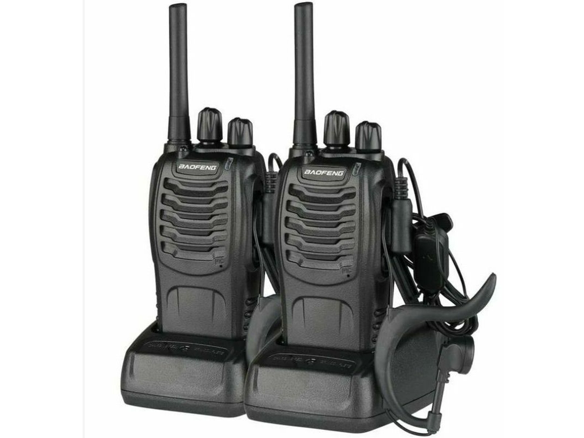 Pacote com 2 Walkie talkies de Longa Duração, 5w, Pretos, 4,5 AQUAFORGE