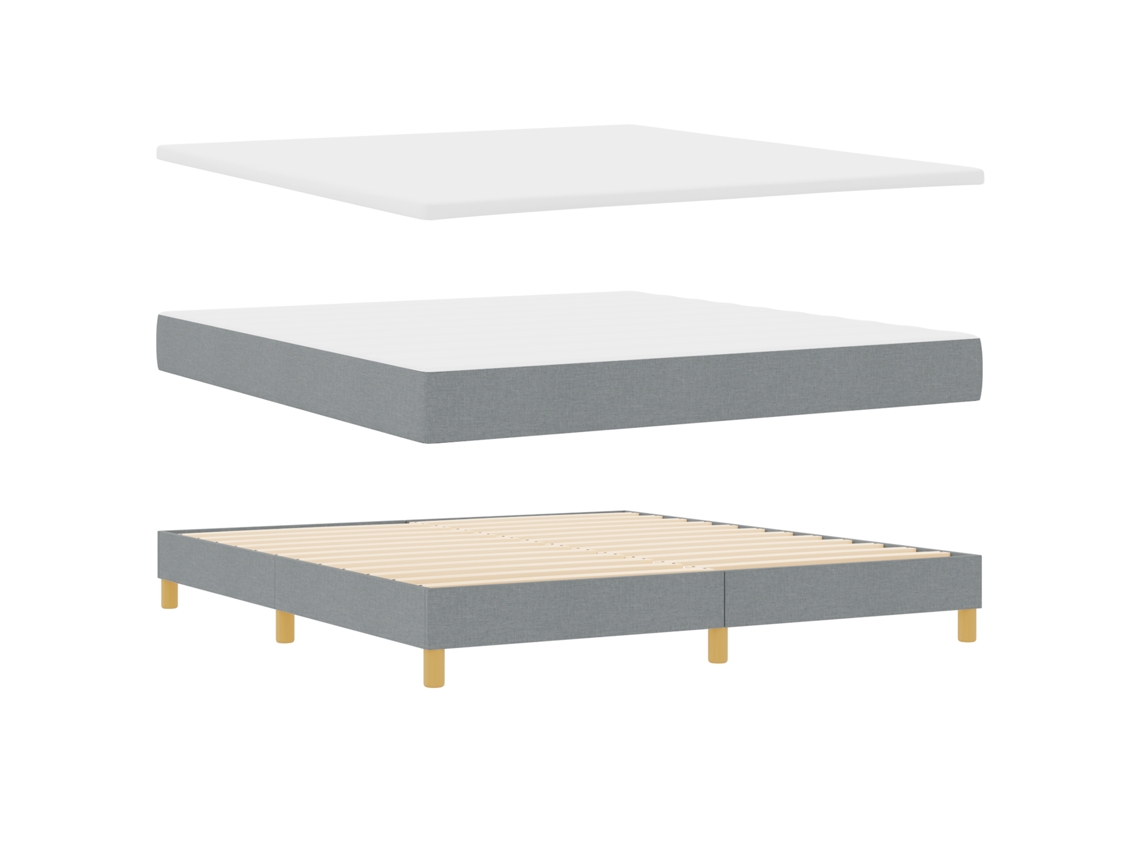 Conjunto 1 Cama Box Vidaxl Cinzento-claro Tecido (180 X 200 Cm)