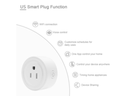Tomada Inteligente Wifi Controle Remoto Voz Programável 10a Us 110-125v Branca