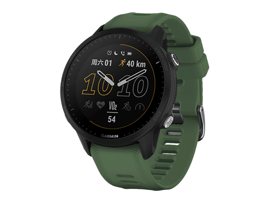 Bracelete Garmin Forerunner 955 Silicone Twill Fivela de Aço Preta e Verde Exército XIAOMOYU