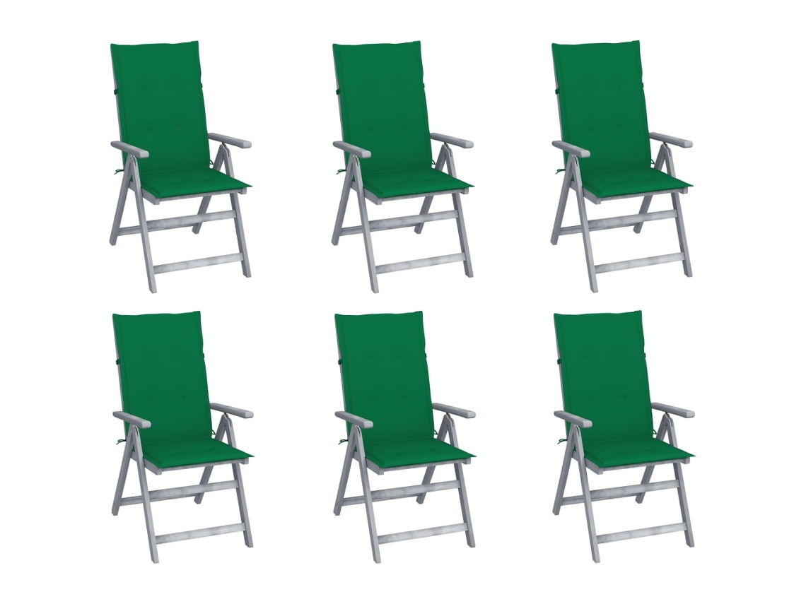 Cadeiras Jardim Reclináveis C/ Almofadões 6 Pcs Acácia Maciça Dkd Home Decor