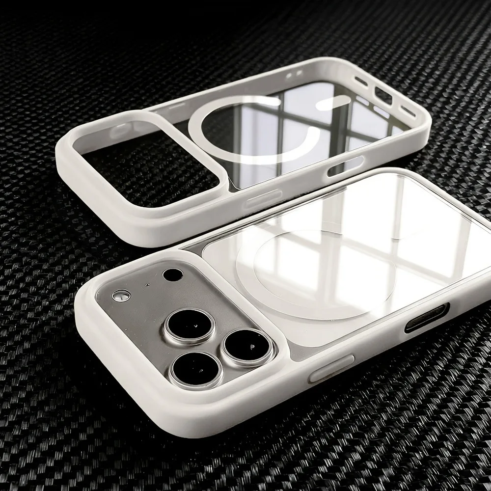 Capa Magnética Transparente Para Iphone (iphone 14 Pro Branco), Capa Elegante Para Celular.