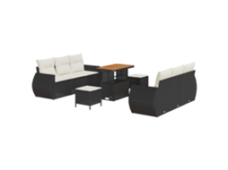 Conjunto 9 Móveis De Jardim Vidaxl Preto Vime Pe (90 X 55 X 71 Cm)