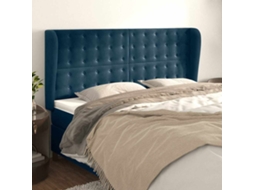 Vidaxl Cabeceira Cama C/ Abas Veludo 203x23x118/128 Cm Azul-escuro
