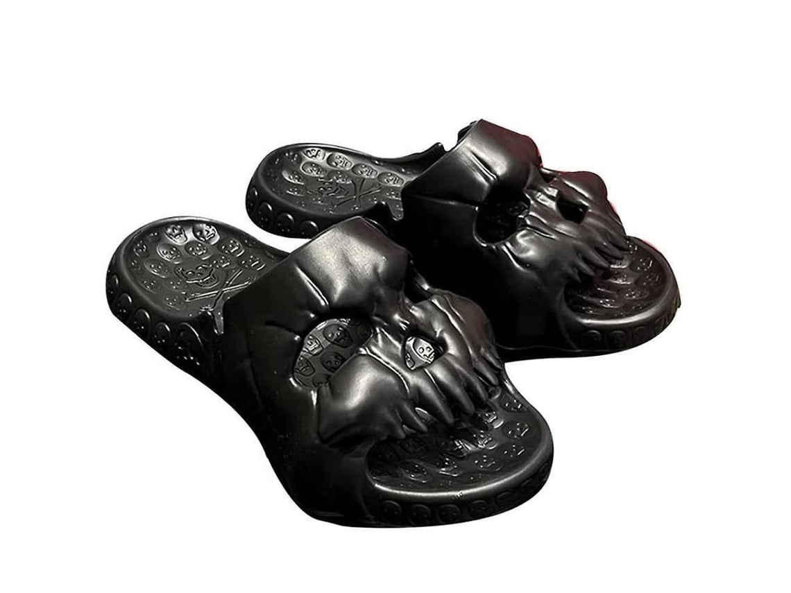 2026 pantuflas com Design de Caveira Solado Grosso Par Interior Exterior Banho Praia Férias Sandálias Únicas para Mulher Homem
