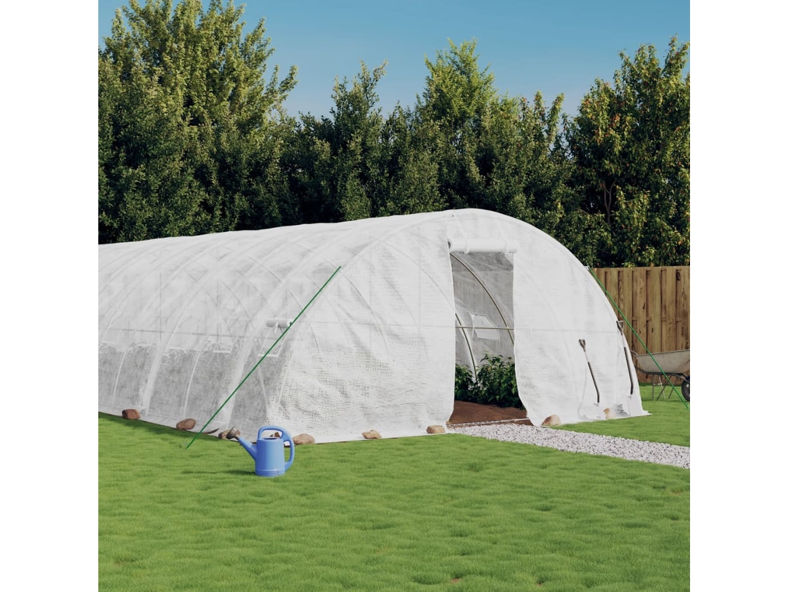 Vidaxl Estufa Com Estrutura De Aço 90 M² 18x5x2,3 M Branco