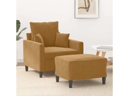 Vidaxl Poltrona Com Apoio De Pés 60 Cm Veludo Castanho