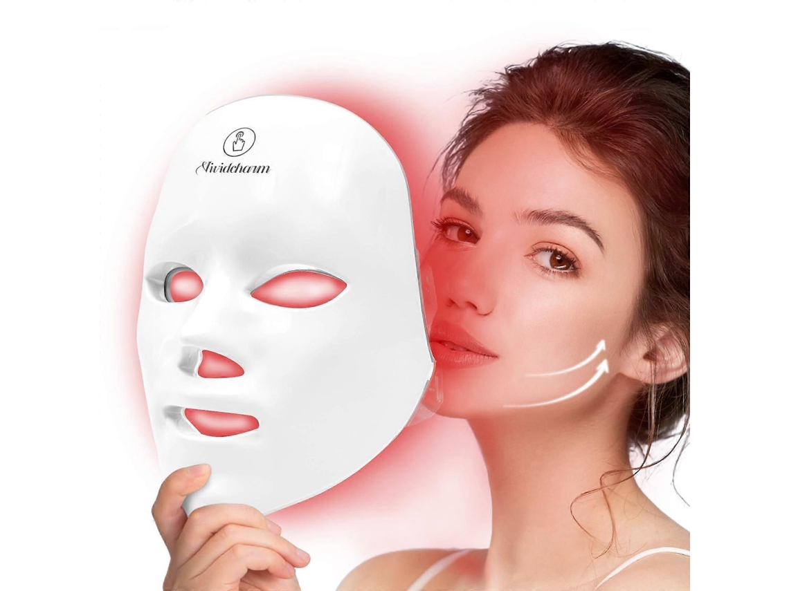 Máscara de Terapia Luz Vermelha para Rosto, Facial Led 7+1 Núcleos, Cuidados com a Pele em Casa Sem F Io, Presente Mulheres GOKOCO