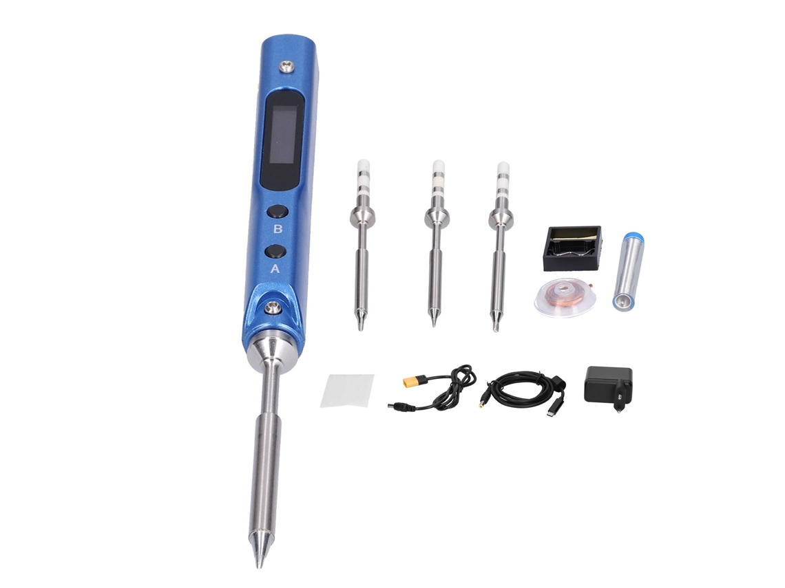 Kit De Ferro De Soldar Elétrico Laxiscreed Com Adaptador De Potência E Design Azul De Fácil Uso