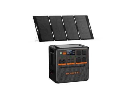 Gerador Elétrico BLUETTI Ac240P Ip65 com Painel Solar Mp200 Bateria Lifepo4 de 1843Wh 2 Tomadas Ca 2400W Ac240 Atualizado