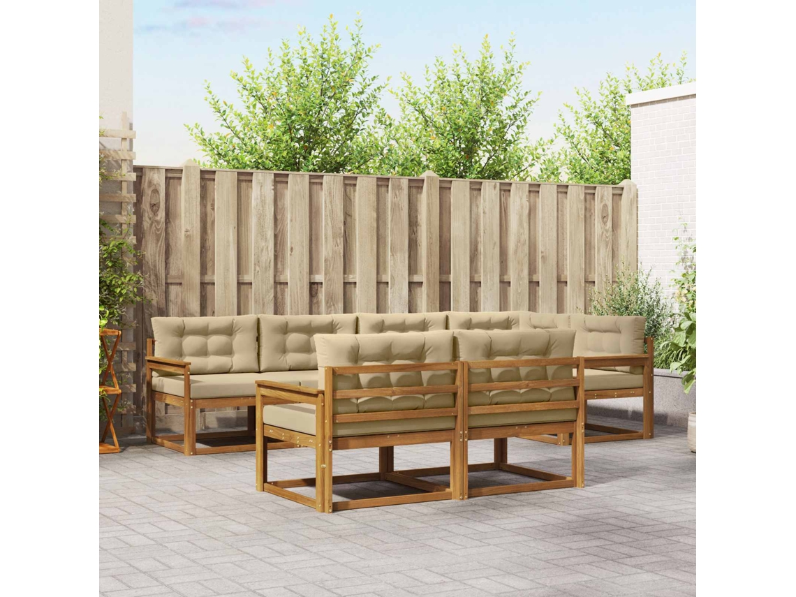 Vidaxl Conjunto De Sofás Para Exterior 7 Pcs Natural E Bege