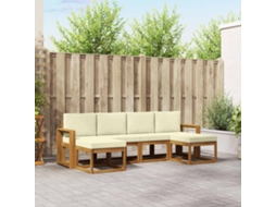Vidaxl Conjunto De Sofás Para Exterior 6 Pcs Natural E Creme