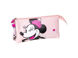 Estojo Triplo Minnie Mouse 22,5 X 2 X 11,5 Cm Cor de Rosa