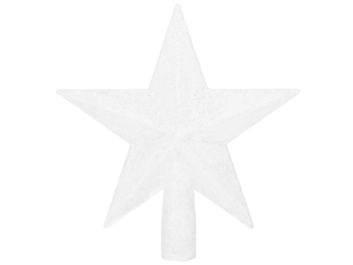Topper Para Árvore De Natal, Estrela, 19 Cm, Ponto Glitter, Decoração De Natal Branca