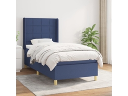 Vidaxl Cama Com Molas/colchão 90x200 Cm Tecido Azul