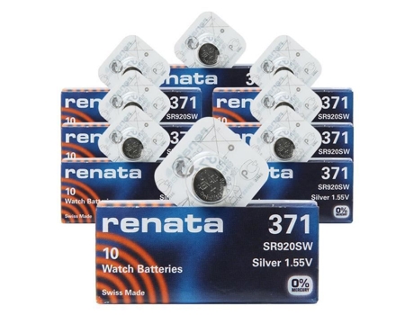 RENATA 371 Sr920Sw 8Pack X 10Pcs = 80 Prata 1 55V Bateria de Relógio Feita na Suíça