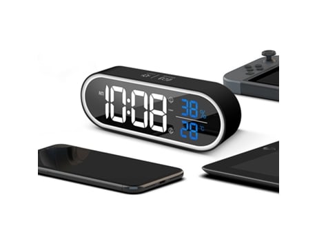 Relógio Despertador Digital Exibição De Led Grande De Temperatura E Umidade ZMING