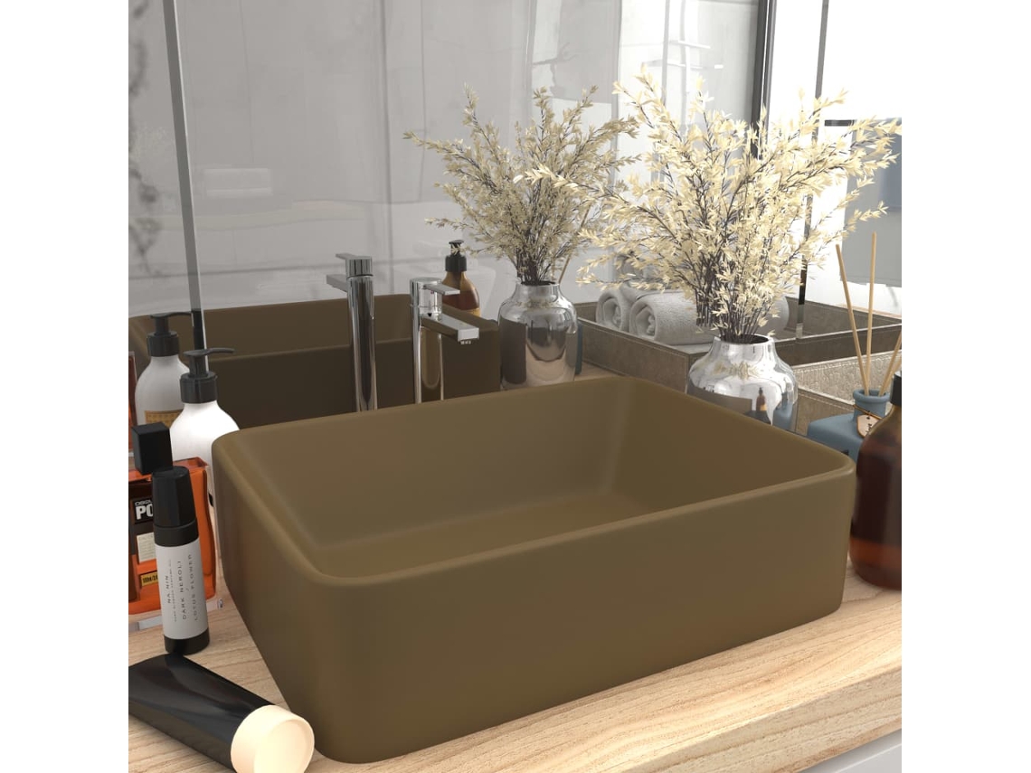Vidaxl Lavatório Luxuoso 41x30x12 Cm Cerâmica Creme Mate