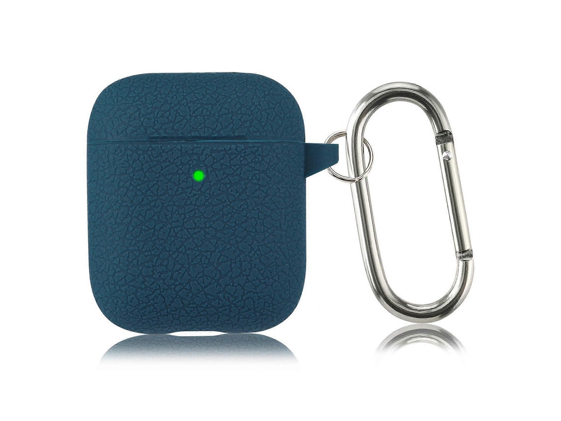 Capa protetora de silicone com textura de lichia, em cor sólida e design simples, com gancho, para fones de ouvido AirPods 1/2. GIECY