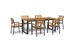 Vidaxl Conj. Jantar P/ Jardim 7 Pcs Madeira De Acácia Maciça E Metal