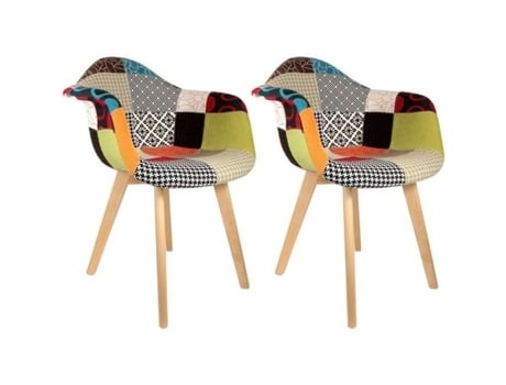 Conjunto de 2 Poltronas Patchwork 85Cm Multicoloridas Preço Paris PARIS PRIX
