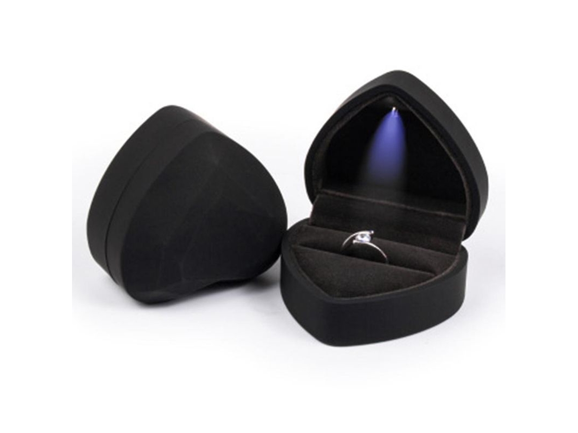 2026-caja De Anel Coração Com Luz Led Velvet Organizador De Joias Presente Para Proposta De Casamento