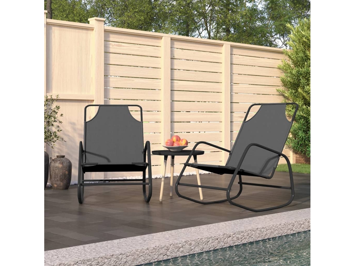 Vidaxl Espreguiçadeiras Baloiço 2 Pcs Aço E Textilene Cinzento