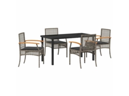 Maison Exclusive - Conjunto De Jantar Para Jardim 5 Pcs Cinza E Preto Vime