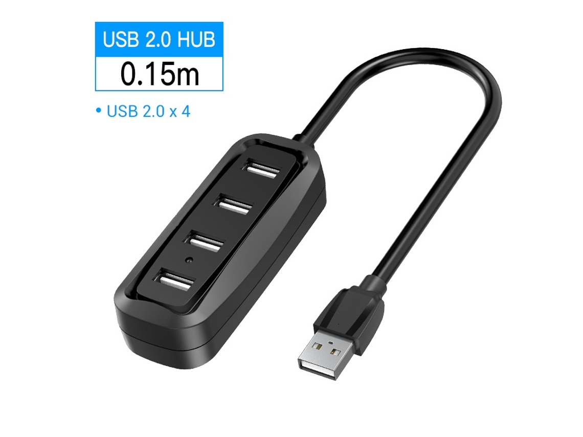Yizhood Docking Station 0,15 M Cabo USB 2.0 Hub 4 Portas LED Para Lenovo Xiaomi Macbook Pro Air Acessórios de Computador Laptop Preto