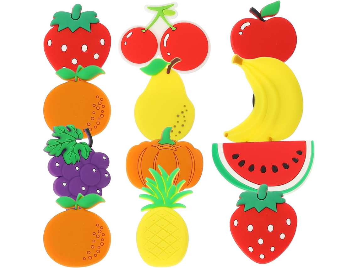 Levemolo Conjunto De 12 Ímãs Silicone Em Formato Frutas Para Geladeira, Decorativos