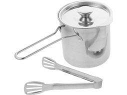 Fritadeira De Aço Inoxidável Com Tampa E Clipe, Panela Para Fritar Com Pinça Ergonômica, Durável E Segura Para Cozinha Doméstica. Gokoco