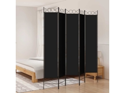 Vidaxl Biombo/divisória Com 5 Painéis 200x220 Cm Tecido Preto