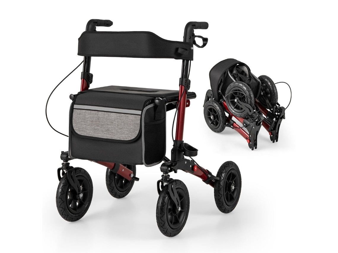 Tipo de Produto: Andador Dobrável Leve com Pneus de Ar Vermelho Capacidade 140 Kg NORTHIX