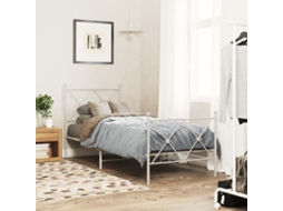 Vidaxl Estrutura De Cama Com Cabeceira E Pés 75x190 Cm Metal Branco
