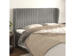 Cabecero con Alas de Terciopelo 183x23x118/128 cm Gris Claro