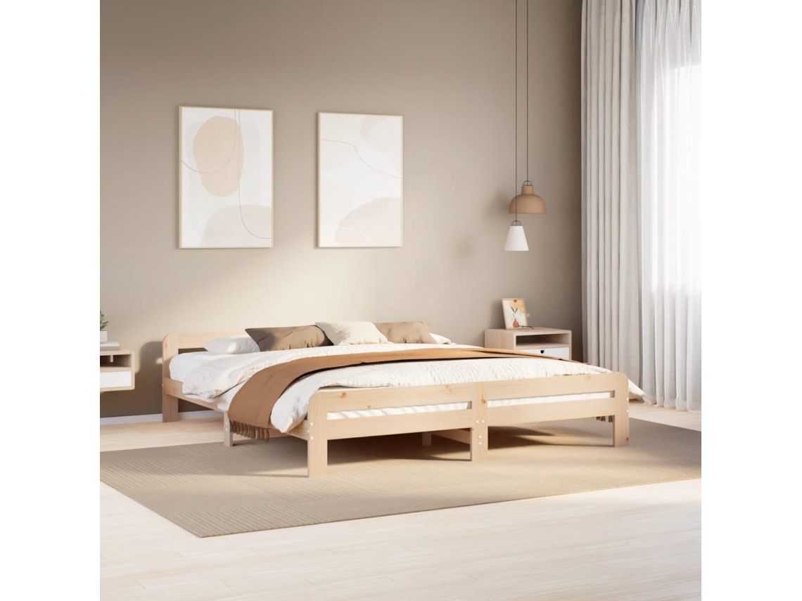 Vidaxl Cama Sem Colchão 200x200 Cm Madeira De Pinho Maciça
